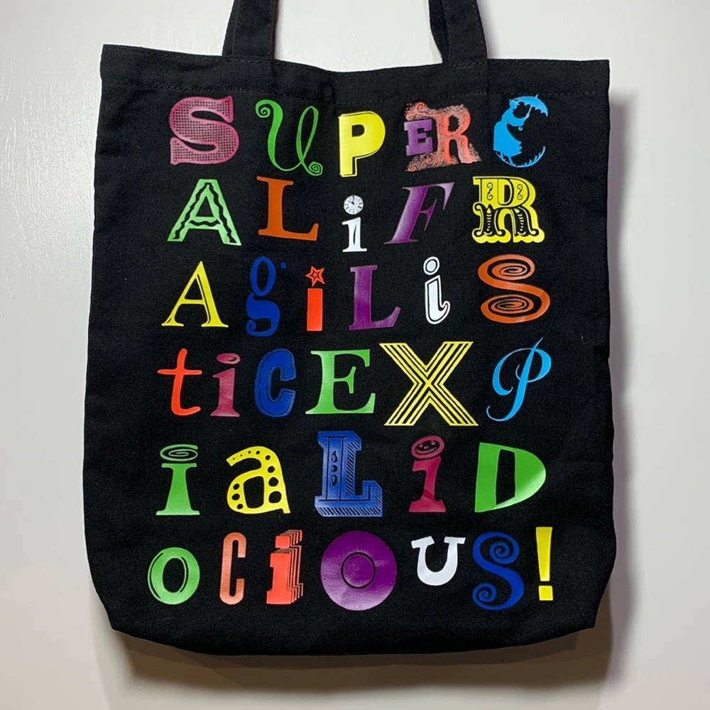 Supercalifragilisticexpialidocious Mary Poppins Black Tote bag